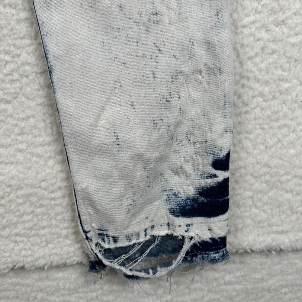 CJ Black Skinny Flex Jeans Mens Acid Wash Distressed Raw Hem 34x32 Grunge Punk